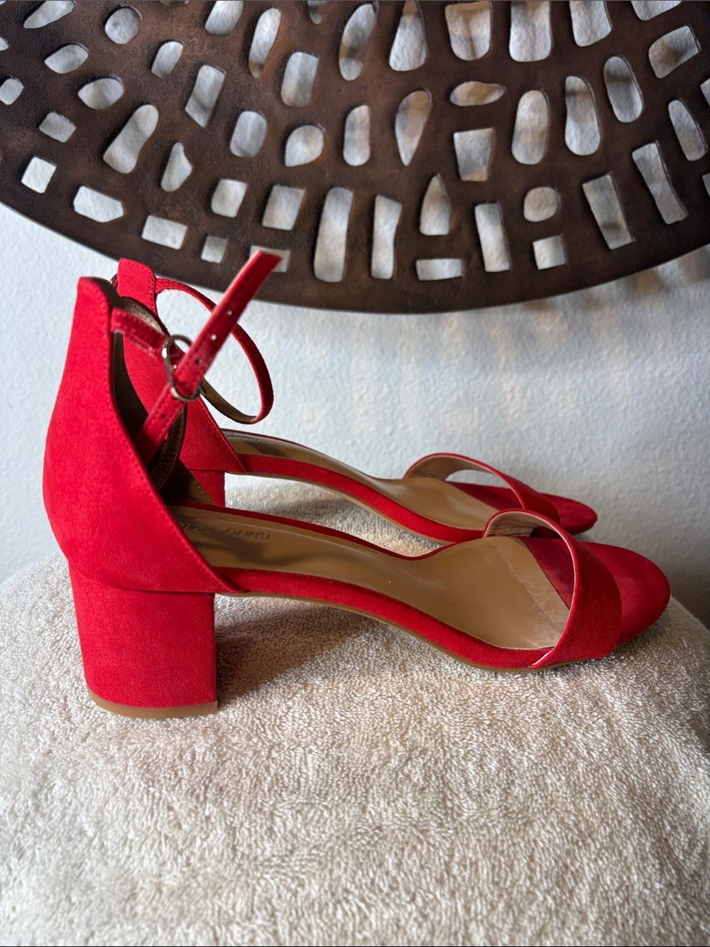🧡Block Heel Sandals Women's 10 Orange Suede Ankle Strap Pizzanni 🧡 - Picture 8 of 14